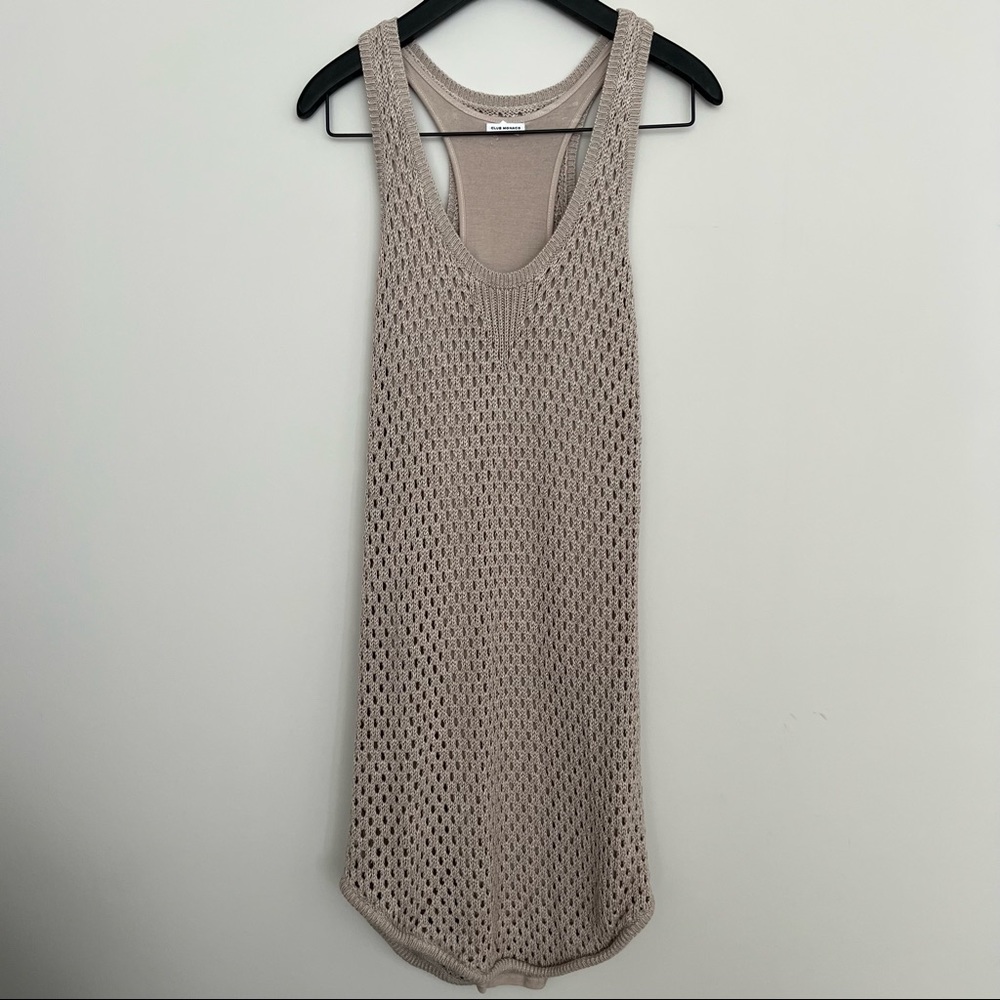 CLUB MONACO • Beige Mesh Dress with Under Layer